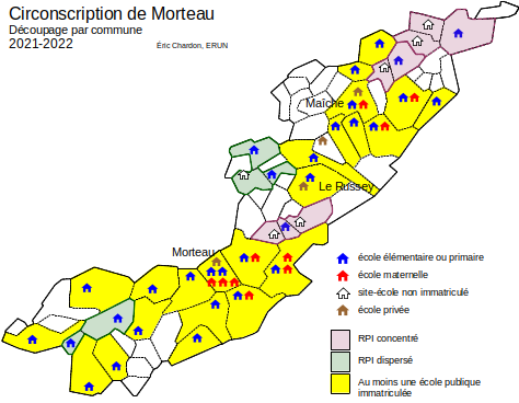 Carte des écoles de la circonscription de Morteau 2016-2017